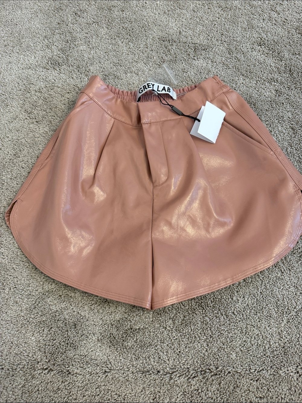 GREY LAB Dusty Rose Faux Leather High-Waist Women's Shorts